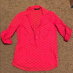 Eyelet orange blouse